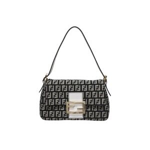 FENDI Mamma Bucket One Shoulder Hobo Bag Zucchino Black White